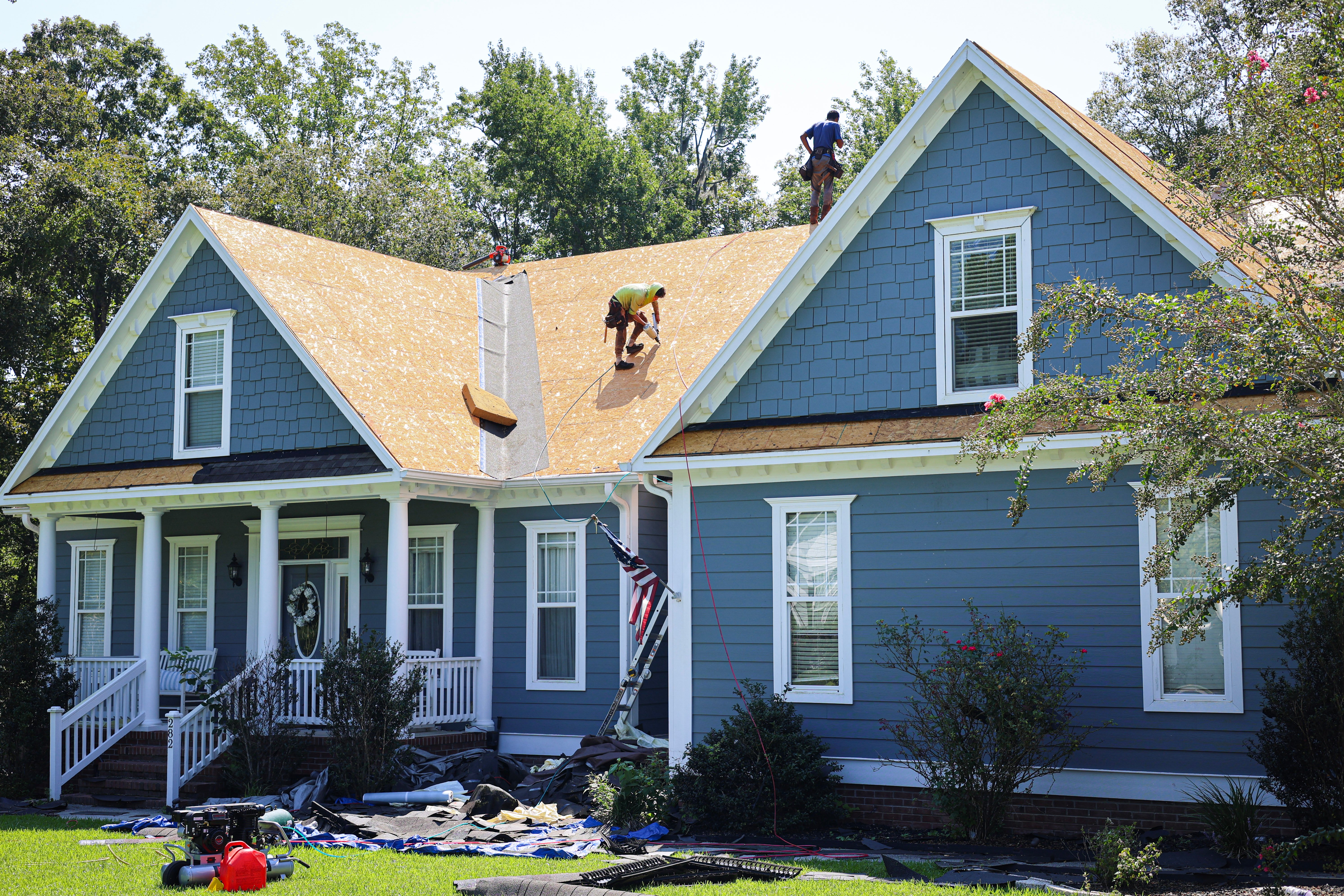 Wind Damage Roof Repair Repairing wind-damaged roofing components to restore the roof’s strength and performance.