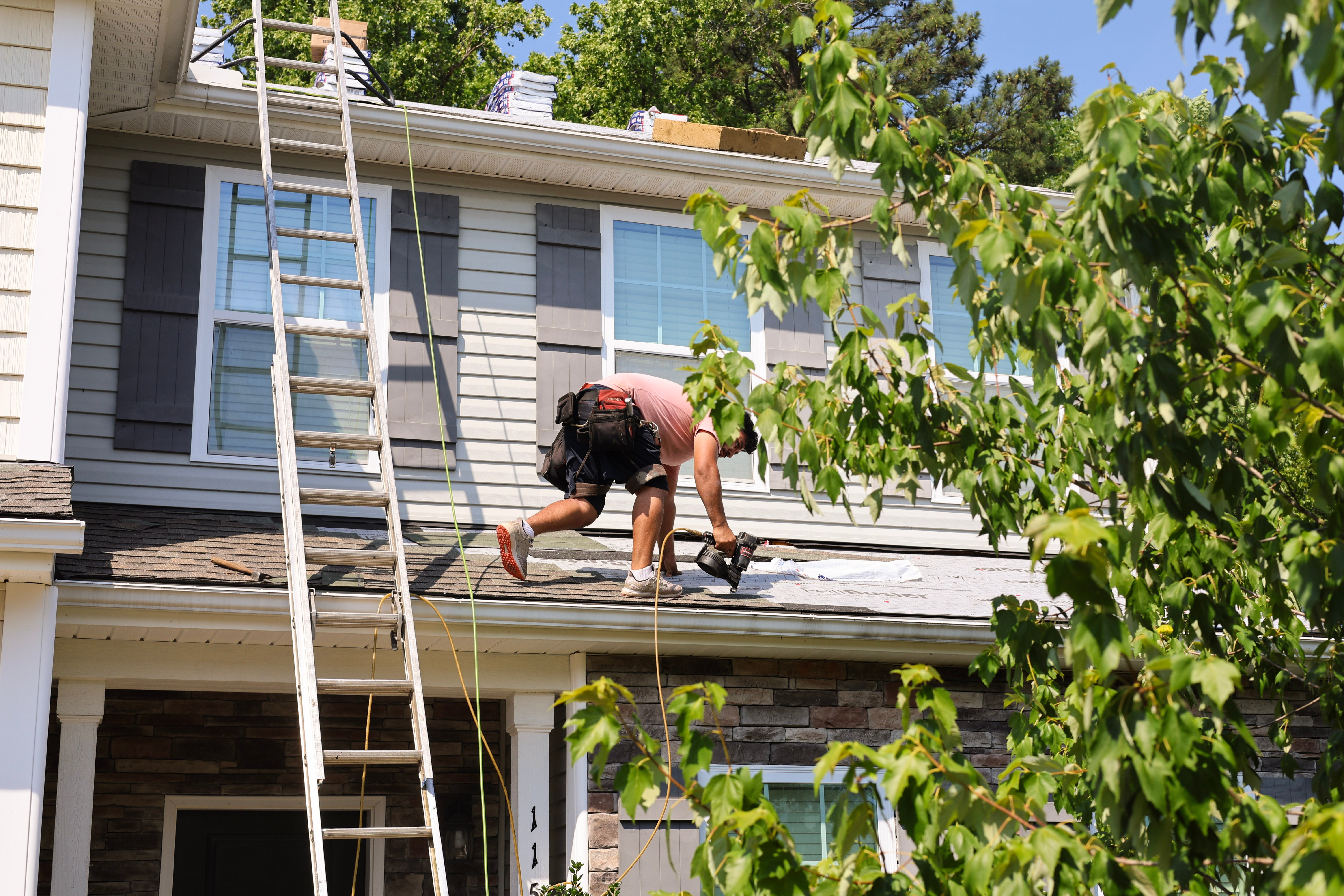 Roof Replacement After Severe Weather A full roof replacement following severe weather damage, built to protect the home for years to come.